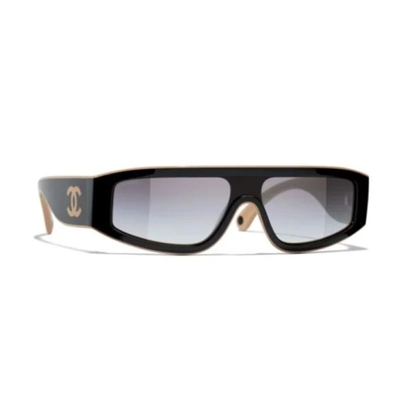 Chanel 6057  534/S6 Black on Beige  Grey Sunglasses CH6057 - Picture 1 of 4
